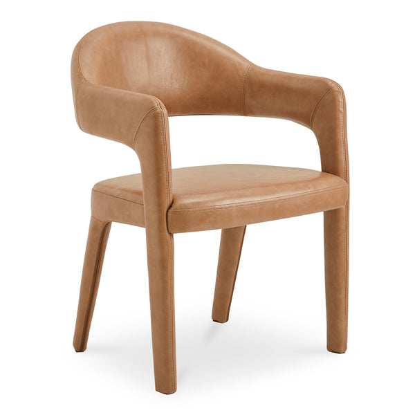 Martens Brown Leather Dining Chair with Armrests