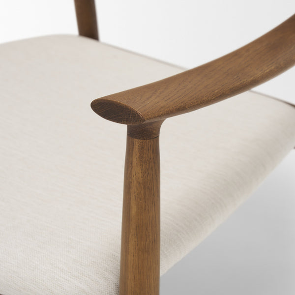 Haggen Medium Brown Oak Wood w/ Cream Fabric Accent Chair