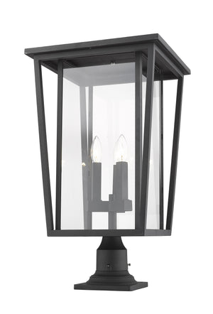 Seoul 3 Light Outdoor Pier Mounted Fixture in Black Finish