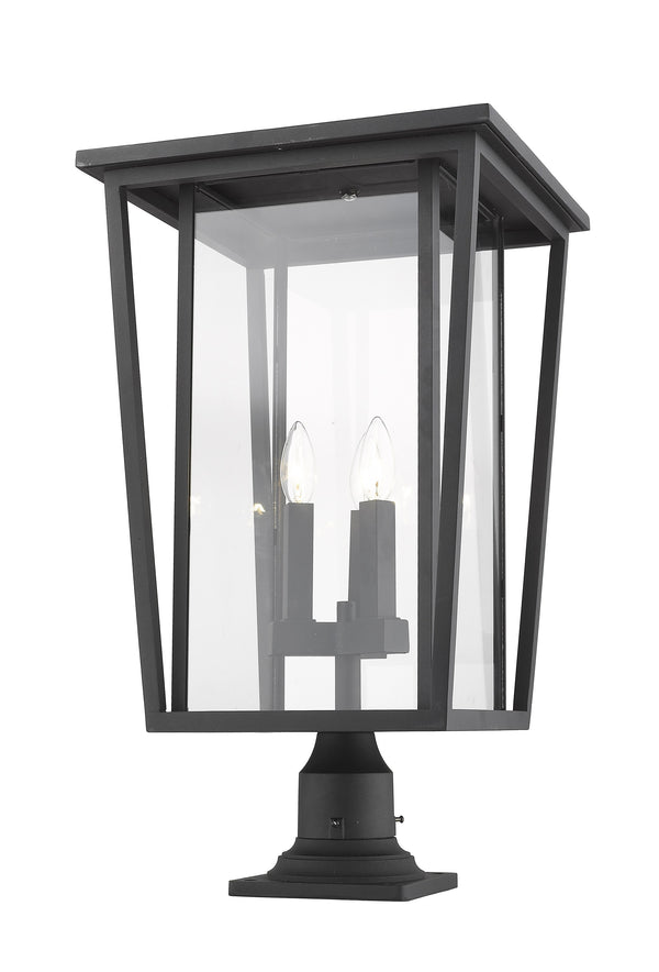 Seoul 3 Light Outdoor Pier Mounted Fixture in Black Finish