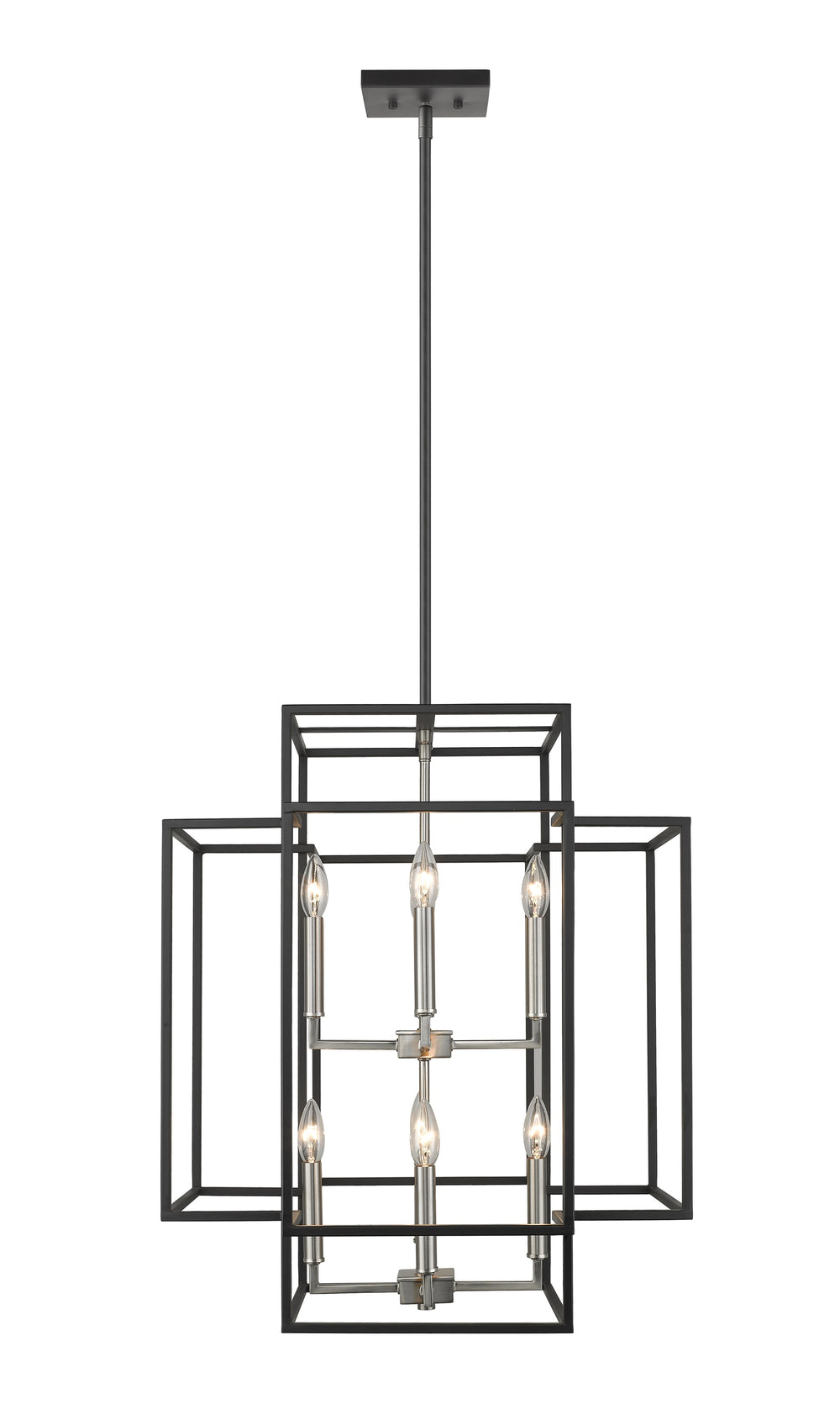 Titania 8 Light Pendant in Black + Brushed Nickel Finish