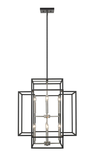 Titania 8 Light Pendant in Black + Brushed Nickel Finish