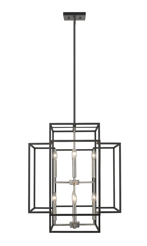 Titania 8 Light Pendant in Black + Brushed Nickel Finish