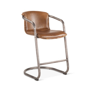 Portofino Distressed Chestnut Leather Counter Chair