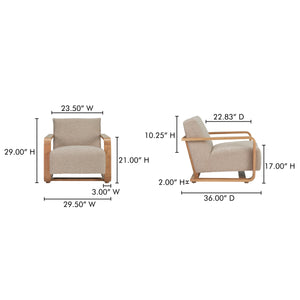 Moe's Eckersley Lounge Chair in Beige Faux Shearling