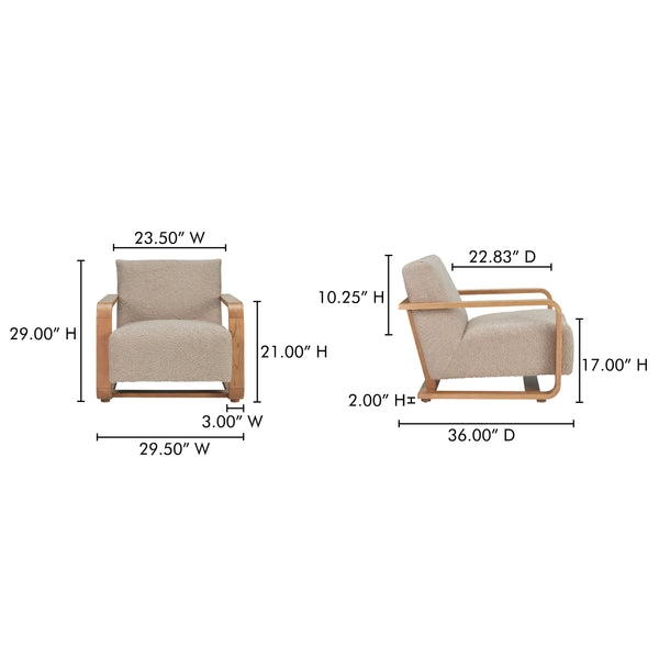 Moe's Eckersley Lounge Chair in Beige Faux Shearling