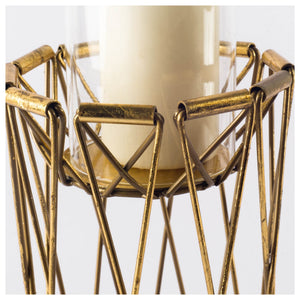 Othello I Tall Antiqued Brass Metal Table Candle Holder