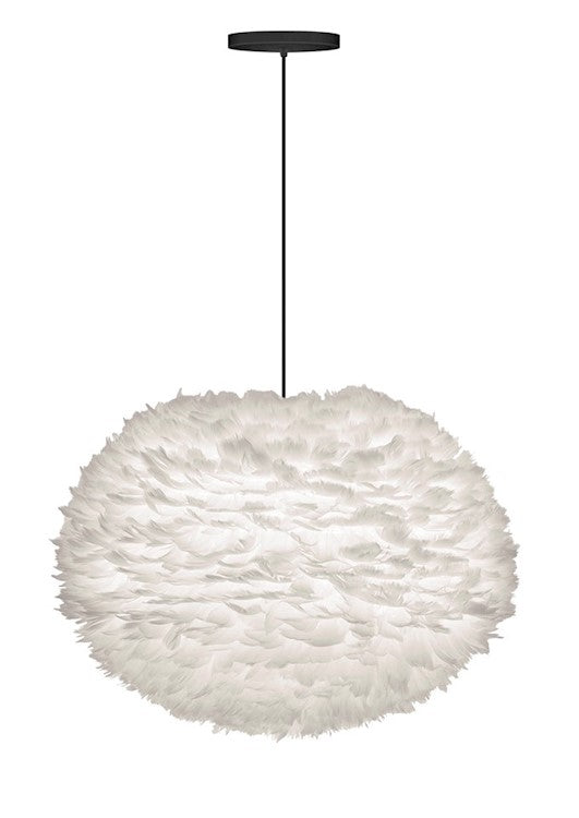 Eos Large Hardwired Pendant in White with Black Cord