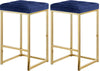 Pearl Stool In Navy Velvet and Gold