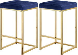Pearl Stool In Navy Velvet and Gold
