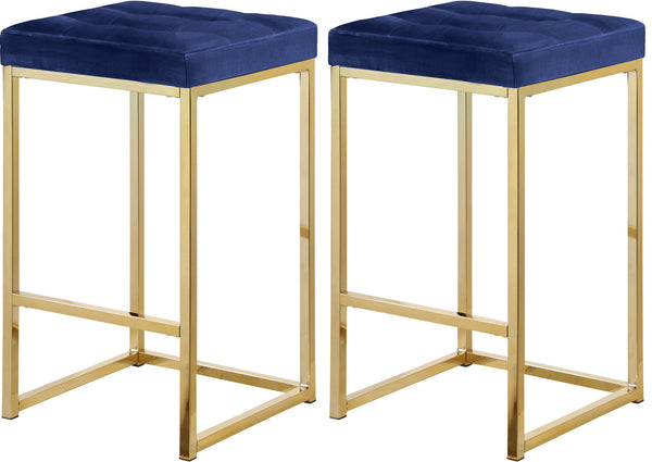 Pearl Stool In Navy Velvet and Gold
