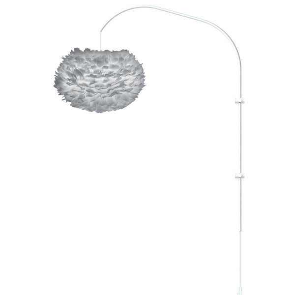 Eos Medium 1-Light Wall Lamp in Grey with White Wall Hanger