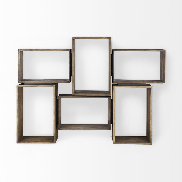 Simul Brown Wood 2 Shelves Modular Shelving Unit