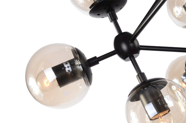 Hodge Pendant Lamp In Black /Cognac Glass