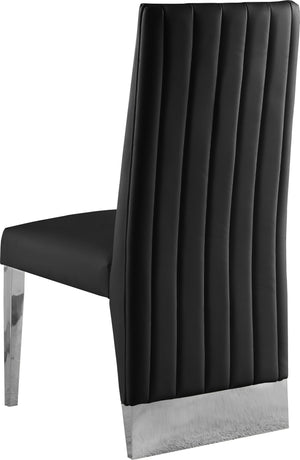 Stanley Dining Chair In Black Faux Leather and Chrome
