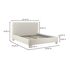 Ichigo Queen Bed in Light Grey Upholstery