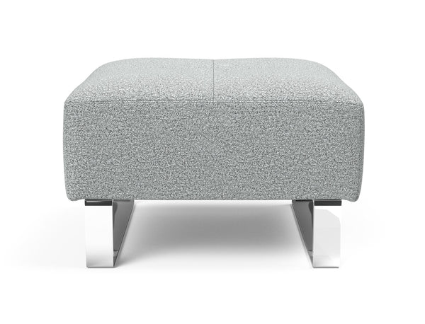 DELUXE EXCESS OTTOMAN in MELANGE LIGHT GREY FABRIC WITH Chrome legs 538