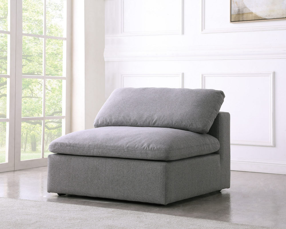 Carmen Cloud Armless Chair In Grey Linen Fabric