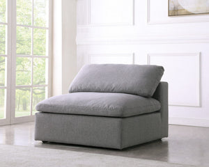 Carmen Cloud Armless Chair In Grey Linen Fabric