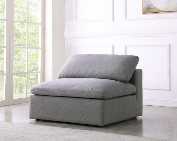 Carmen Cloud Armless Chair In Grey Linen Fabric