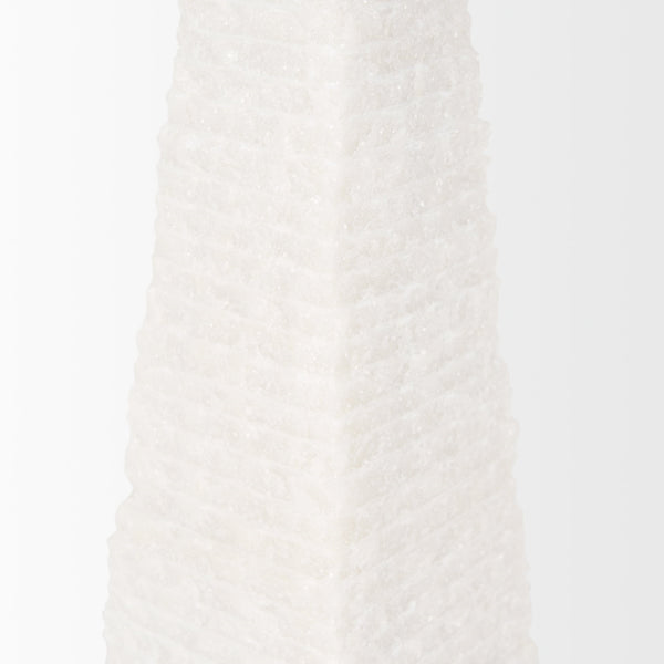 Pyramis White Rough Marble Obelisk 13"