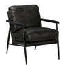 Christopher Leather Club Chair - Jet Black with Metal Frame