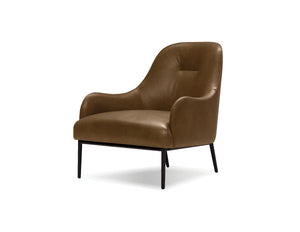 Swoon Lounge Chair in brown leather and black legs