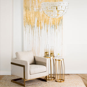 Rupert Cream Poly-Linen Seat w/ Gold Stainless Steel Frame Accent Chair