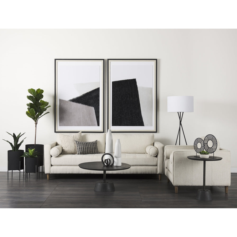 Maxwell 34L x 34W x 16H Dark Brown Wood W/ Black Metal Pedestal Base Round Coffee Table