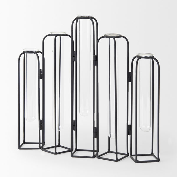 Mila 13.4L x 2.5W x 11.0H Metal and Glass Decorative Accent