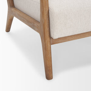 Cashel Accent Chair W/ Medium Brown Wood and Beige Fabric