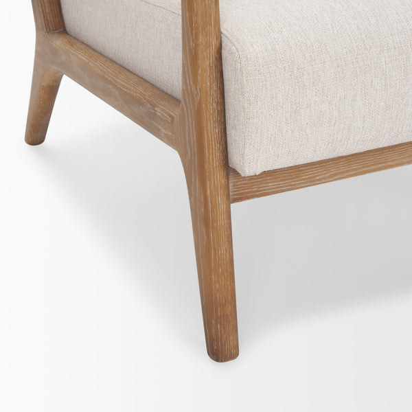 Cashel Accent Chair W/ Medium Brown Wood and Beige Fabric