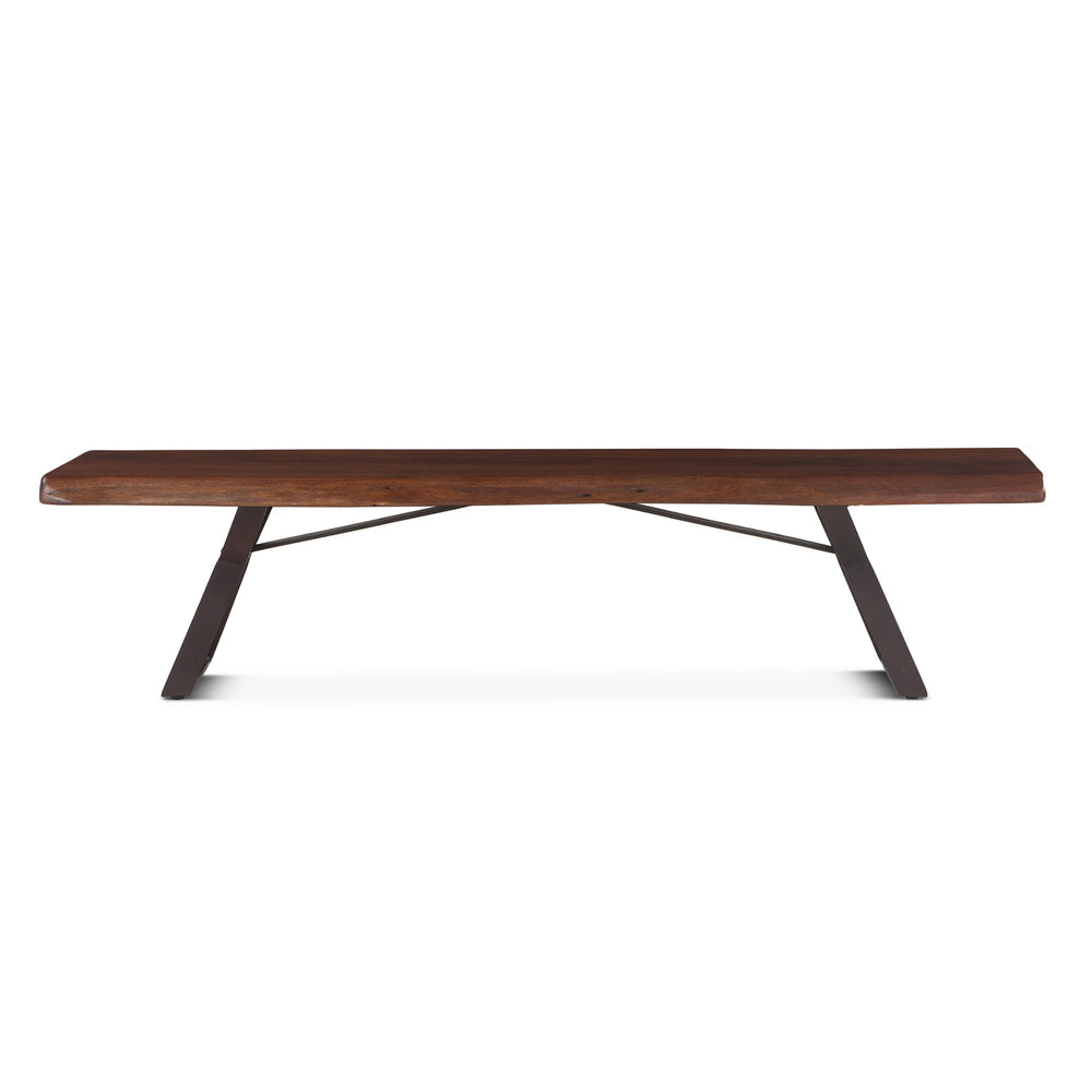 London Loft 90-Inch Acacia Wood Live Edge Dining Bench in Walnut Finish