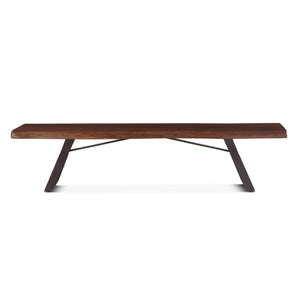 London Loft 90-Inch Acacia Wood Live Edge Dining Bench in Walnut Finish