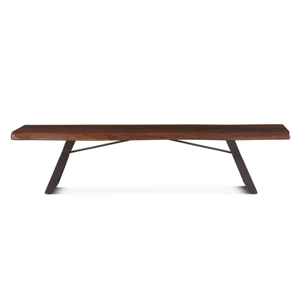 London Loft 90-Inch Acacia Wood Live Edge Dining Bench in Walnut Finish