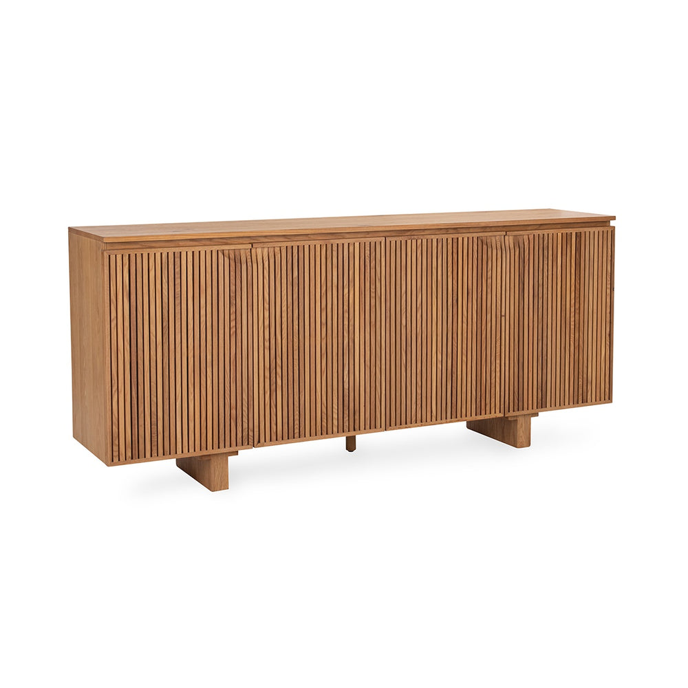 Roya Solid Wood 4-Door Cabinet in Tawny Brown Finish