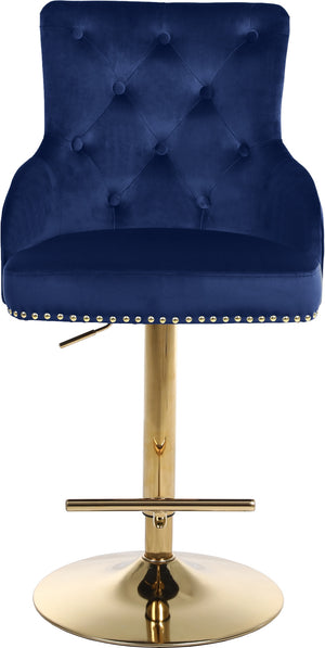Stella Adjustable Stool In Navy Velvet and Gold