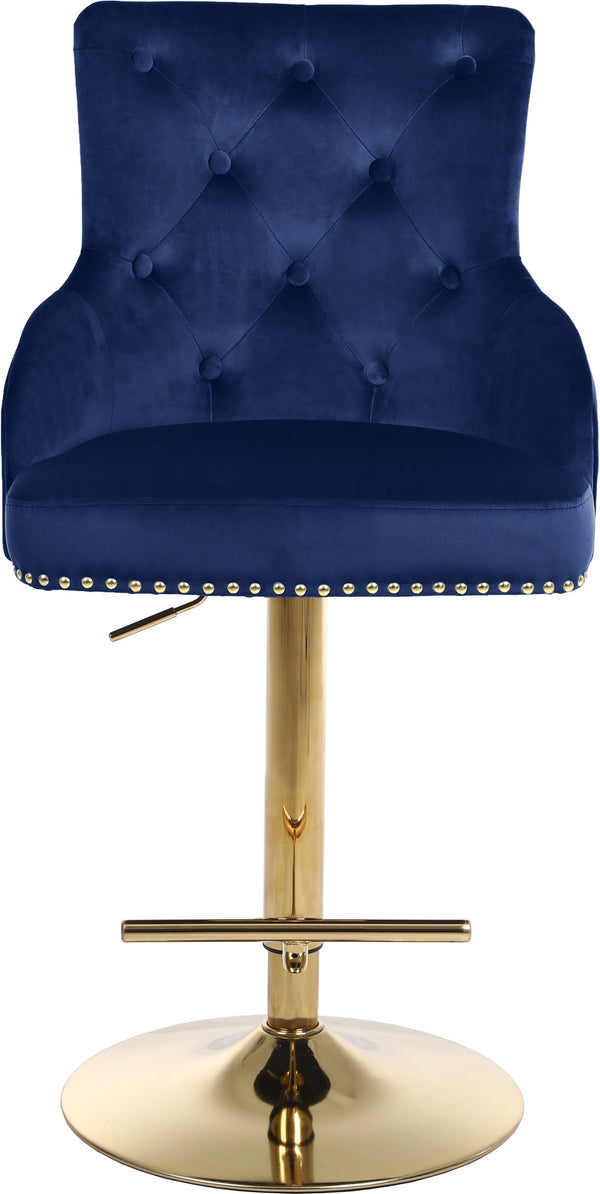 Stella Adjustable Stool In Navy Velvet and Gold