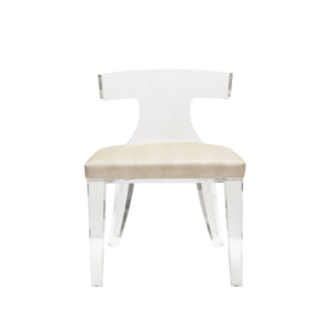 ACRYLIC KLISMOS CHAIR WITH BEIGE SHAGREEN CUSHION