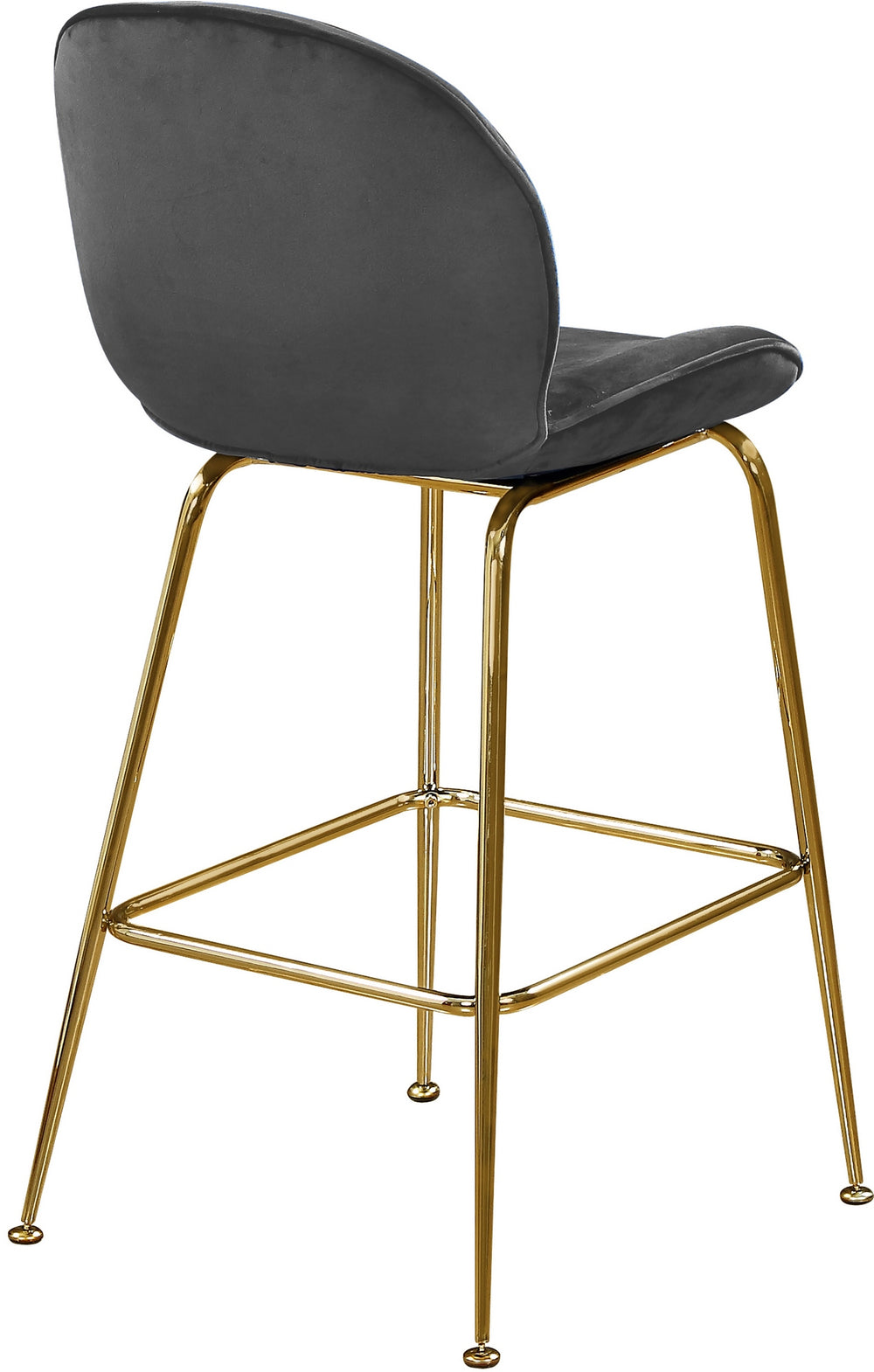 Luke Stool In Grey Velvet and Gold