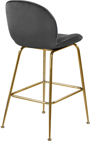 Luke Stool In Grey Velvet and Gold