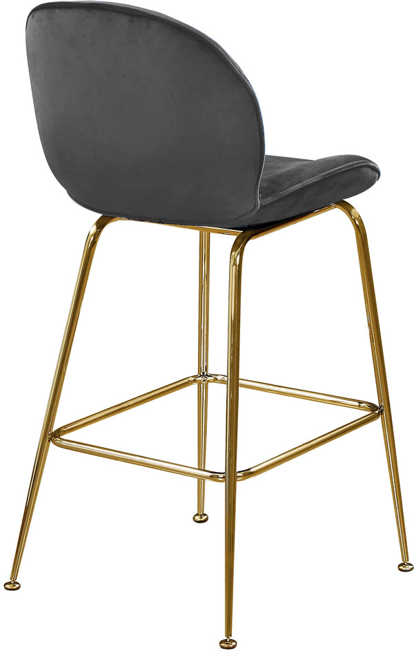 Luke Stool In Grey Velvet and Gold