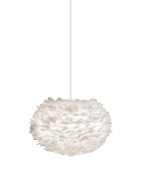 Eos Medium Plug-In Pendant in White with White Cord