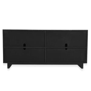 Anton Solid Wood 4Dr Cabinet in Black-Natural Finish