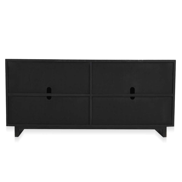 Anton Solid Wood 4Dr Cabinet in Black-Natural Finish