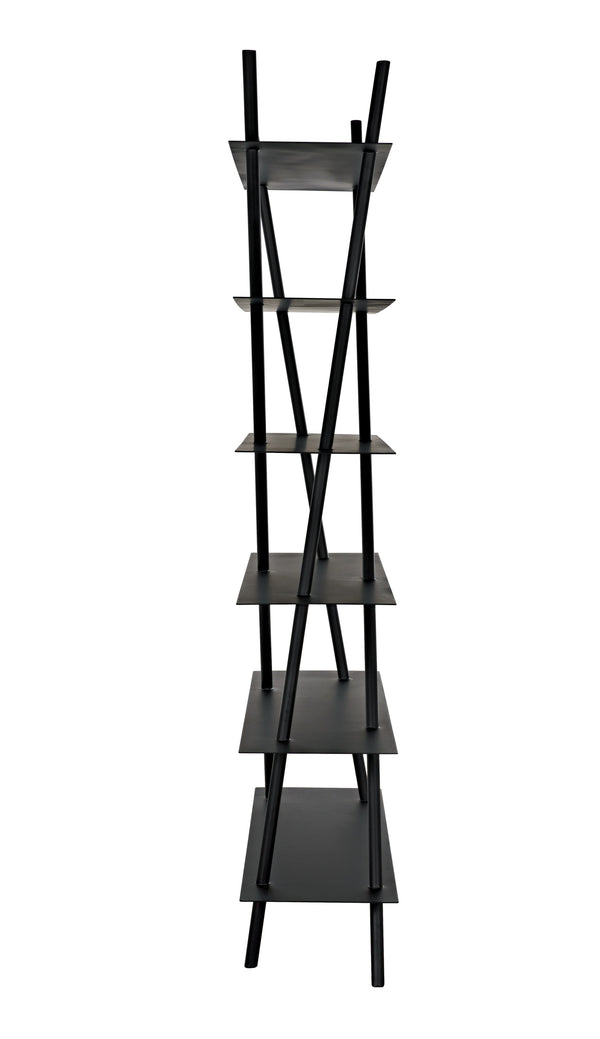 Siddhartha Industrial Steel Bookcase in Matte Black