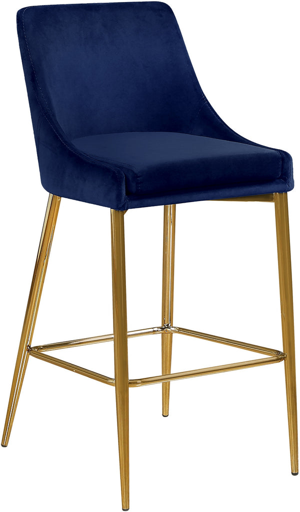 Lynette Stool In Navy Velvet and Gold