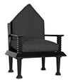 Resurrection Mahogany Chair with Grey Fabric Cushions in Hand-Rubbed Black Finish