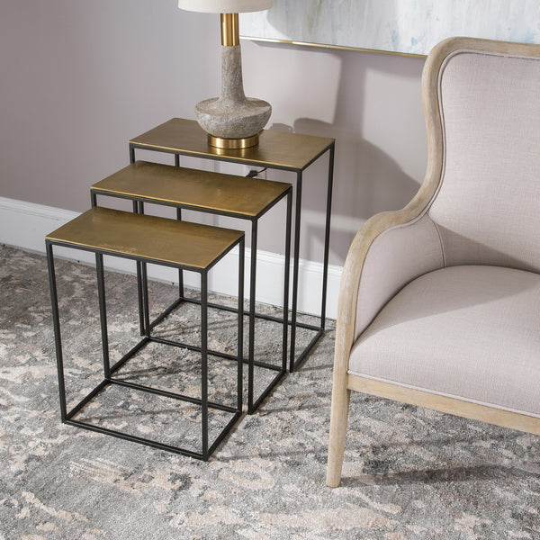 Coreene Nesting Tables S/3 In Gold