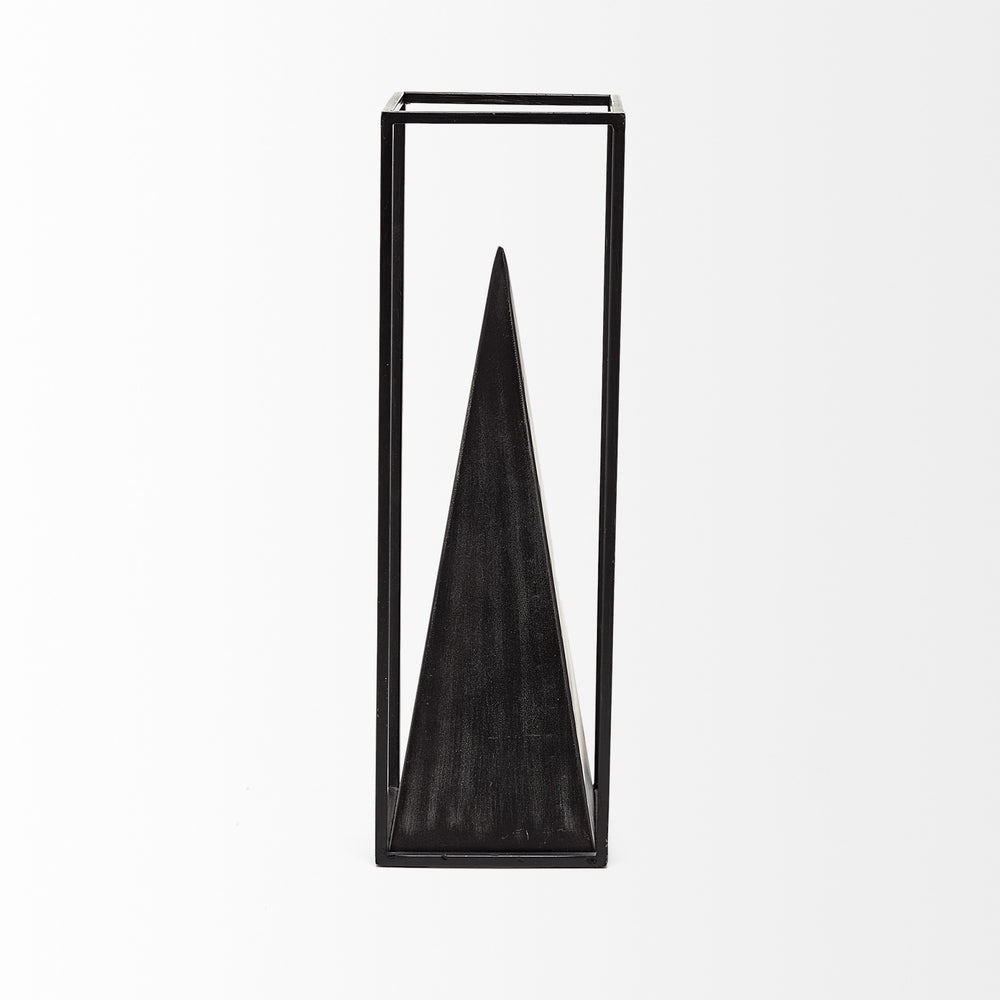 Memphis I (Large) 5L x 5W Black Metal Pyramid In A Square Frame